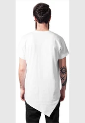 URBAN CLASSICS Langarmshirt Asymetric Long Tee Weiß/Creme