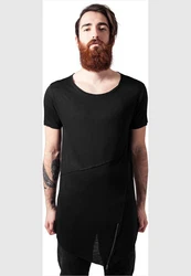 URBAN CLASSICS T-Shirt Urban Classics Herren Long Open Edge Front Zip Tee Schwarz/Dunkelgrau/Grau
