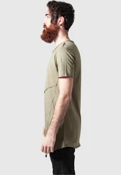 URBAN CLASSICS T-Shirt Urban Classics Herren Long Open Edge Front Zip Tee Dunkelgrün/Khaki
