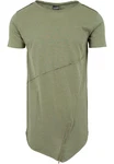 URBAN CLASSICS T-Shirt Urban Classics Herren Long Open Edge Front Zip Tee Dunkelgrün/Khaki