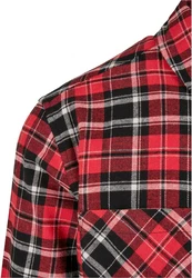 URBAN CLASSICS Langarmhemd Checked Roots Shirt Rot/Dunkelrot