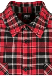 URBAN CLASSICS Langarmhemd Checked Roots Shirt Rot/Dunkelrot