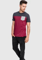URBAN CLASSICS T-Shirt Urban Classics Herren 3-Tone Pocket Tee Bordeaux/Dunkelrot/Rot