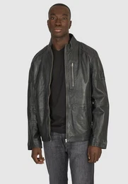 Lederjacke mit Stehkragen