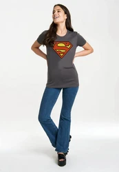 LOGOSHIRT T-Shirt Superman Logo Grau/Dunkelgrau