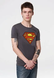 LOGOSHIRT T-Shirt Superman Logo Grau/Dunkelgrau