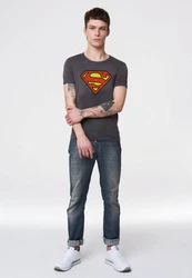 LOGOSHIRT T-Shirt Superman Logo Grau/Dunkelgrau