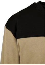 URBAN CLASSICS Rundhalspullover Urban Classics Upper Block Crewneck Beige/Khaki/Braun
