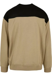 URBAN CLASSICS Rundhalspullover Urban Classics Upper Block Crewneck Beige/Khaki/Braun