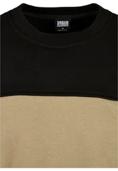 URBAN CLASSICS Rundhalspullover Urban Classics Upper Block Crewneck Beige/Khaki/Braun