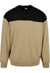 URBAN CLASSICS Rundhalspullover Urban Classics Upper Block Crewneck Beige/Khaki/Braun