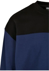 URBAN CLASSICS Rundhalspullover Urban Classics Upper Block Crewneck Dunkelblau/Blau