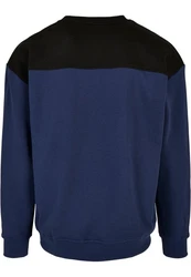 URBAN CLASSICS Rundhalspullover Urban Classics Upper Block Crewneck Dunkelblau/Blau
