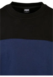 URBAN CLASSICS Rundhalspullover Urban Classics Upper Block Crewneck Dunkelblau/Blau