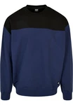 URBAN CLASSICS Rundhalspullover Urban Classics Upper Block Crewneck Dunkelblau/Blau