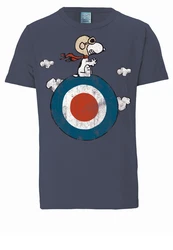 LOGOSHIRT T-Shirt Peanuts Snoopy Pilot Blau/Grau/Silber/Schwarz