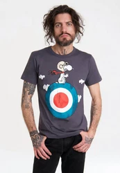 LOGOSHIRT T-Shirt Peanuts Snoopy Pilot Blau/Grau/Silber/Schwarz