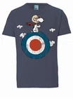 LOGOSHIRT T-Shirt Peanuts Snoopy Pilot Blau/Grau/Silber/Schwarz