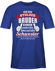 Shirtracer T-Shirt Stolzer Bruder einer wundervollen Schwester Blau/Braun