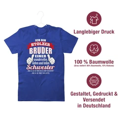 Shirtracer T-Shirt Stolzer Bruder einer wundervollen Schwester Blau/Braun