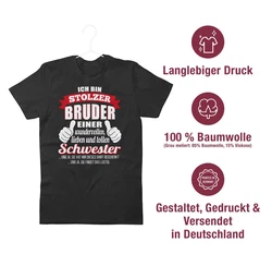 Shirtracer T-Shirt Stolzer Bruder einer wundervollen Schwester Braun/Rosa