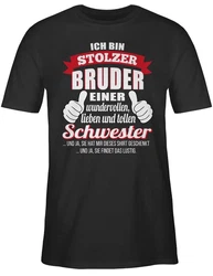Shirtracer T-Shirt Stolzer Bruder einer wundervollen Schwester Braun/Rosa