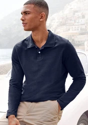 Beachtime Langarm-Poloshirt mit Polokragen und Knopfleiste Dunkelblau/Blau