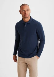 Beachtime Langarm-Poloshirt mit Polokragen und Knopfleiste Dunkelblau/Blau