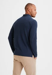 Beachtime Langarm-Poloshirt mit Polokragen und Knopfleiste Dunkelblau/Blau