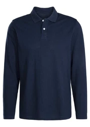 Beachtime Langarm-Poloshirt mit Polokragen und Knopfleiste Dunkelblau/Blau
