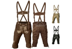 German Wear Trachtenlederhose GW800 Kniebundhose Khaki/Dunkelgrün/Braun