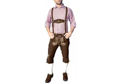 German Wear Trachtenlederhose GW800 Kniebundhose Khaki/Dunkelgrün/Braun