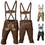 German Wear Trachtenlederhose GW800 Kniebundhose Khaki/Dunkelgrün/Braun