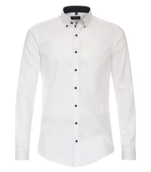 Redmond Langarmhemd Slim Fit Button-Down-Kragen (231710130) Weiß/Creme/Schwarz