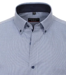 Redmond Businesshemd Body Cut Button-Down-Kragen Grau/Dunkelblau/Blau/Hellblau