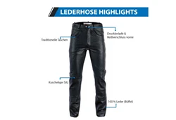 RadMasters Lederhose GW870 Lederjeans Bffelleder Schwarz/Braun (GW870)