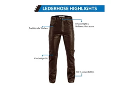 RadMasters Lederhose GW870 Lederjeans Bffelleder Schwarz/Braun (GW870)