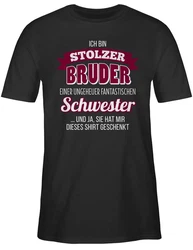 Shirtracer T-Shirt Ich bin stolzer Bruder Braun/Rosa/Silber