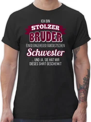 Shirtracer T-Shirt Ich bin stolzer Bruder Braun/Rosa/Silber