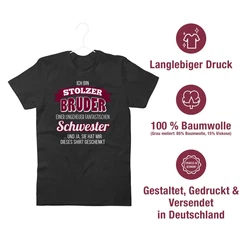 Shirtracer T-Shirt Ich bin stolzer Bruder Braun/Rosa/Silber