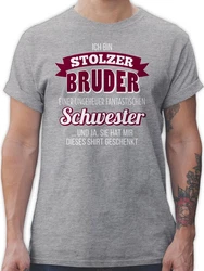 Shirtracer T-Shirt Ich bin stolzer Bruder Grau/Silber