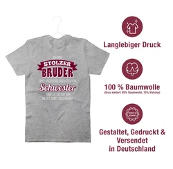 Shirtracer T-Shirt Ich bin stolzer Bruder Grau/Silber