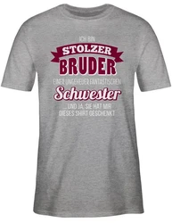 Shirtracer T-Shirt Ich bin stolzer Bruder Grau/Silber
