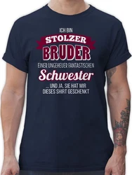 Shirtracer T-Shirt Ich bin stolzer Bruder Dunkelblau/Blau/Rosa/Braun