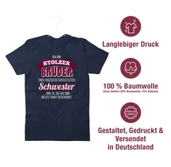 Shirtracer T-Shirt Ich bin stolzer Bruder Dunkelblau/Blau/Rosa/Braun