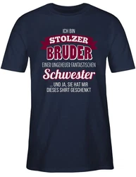 Shirtracer T-Shirt Ich bin stolzer Bruder Dunkelblau/Blau/Rosa/Braun