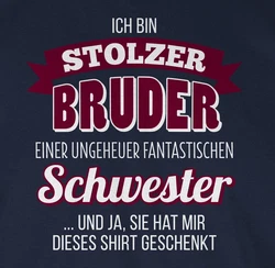 Shirtracer T-Shirt Ich bin stolzer Bruder Dunkelblau/Blau/Rosa/Braun