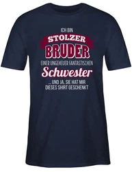 Shirtracer T-Shirt Ich bin stolzer Bruder Dunkelblau/Blau/Rosa/Braun