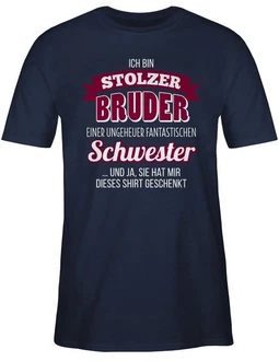 Shirtracer T-Shirt Ich bin stolzer Bruder Dunkelblau/Blau/Rosa/Braun