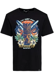 KingKerosin Print-Shirt Tiki Surf Shop Blau/Beige/Dunkelblau